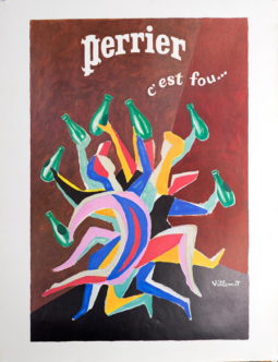 Perrier C'est Fou (Legs) by Bernard Villemot 1979 original vintage poster on linen