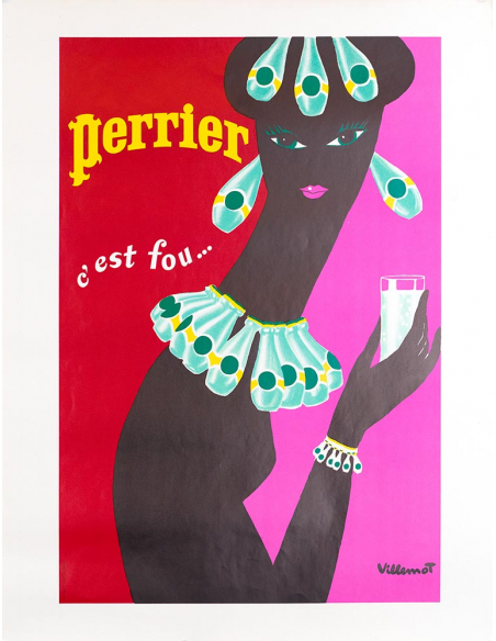 Perrier Femme Noir by Bernard Villemot 1977 original vintage poster