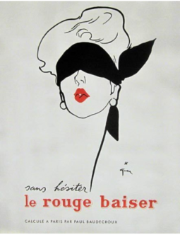 Rouge Baiser Lipstick poster by Rene Gruau Blindfold fashion poster