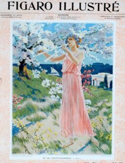 Figaro Illustre girl flute by Deleftwich 1898 on linen