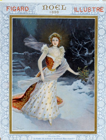 Figaro Illustre girl Noel 1898 on linen