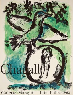 Le Oiseau Vert Marc Chagall 1962 vintage French Galerie Poster