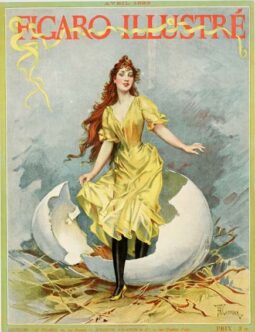 Figaro Illustre egg girl by Kaemmerer 1898 on linen