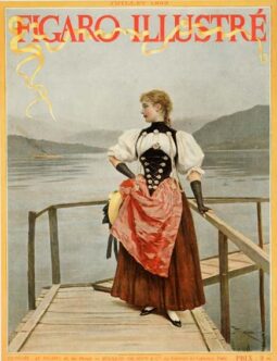 Figaro Illustre lac Leman 1898 on linen