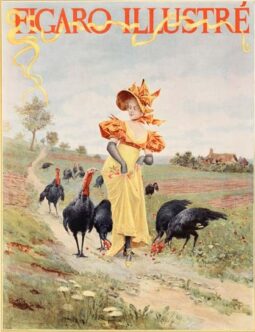 Figaro Illustre girl with turkeys by Maurice Leloir 1898 on linen