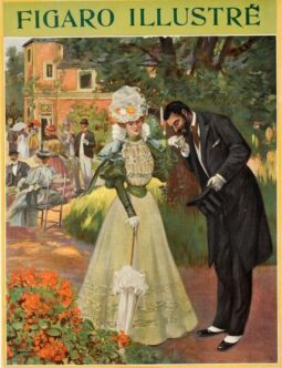 Figaro Illustre in the garden by Jeanniot 1898 on linen