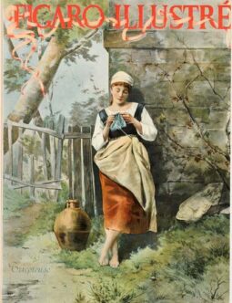 Figaro Illustre tricoteuse by Lacoste 1898 on linen
