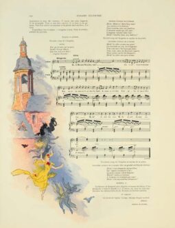 Figaro Illustre music sheet 2 by Cheret 1898 on linen