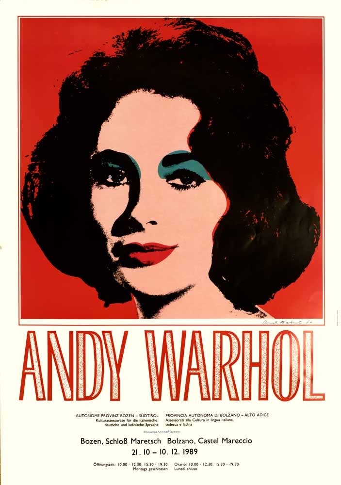 Elizabeth Taylor by ANDY WARHOL Exhibition ORIGINAL VINTAGE POP ART POSTER