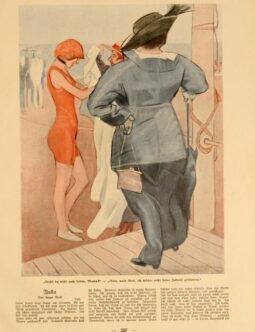 Simplicissimus 1913 Marcello Dudovich Beach Scene on linen original