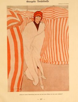 Simplicissimus 1913 Marcello Dudovich At the beach on linen original