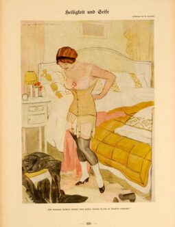 Simplicissimus 1913 Marcello Dudovich Boudoir on linen original