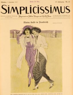 Simplicissimus 1913 Marcello Dudovich Two girls in the park on linen original