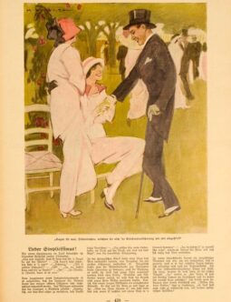 Simplicissimus 1913 Marcello Dudovich Agent provocateur on linen original