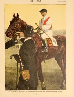 Simplicissimus 1913 Man by Eduard Thony on horse on linen original