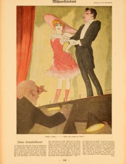 Simplicissimus by Schnackenberg 1913 Opera singers on linen original