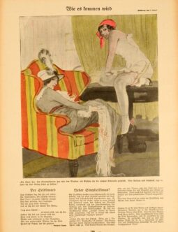 Simplicissimus 1913 by Ludwig Kainer Lounge scene on linen original
