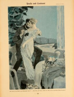 Simplicissimus 1913 by Kainer Romantic scene on linen original