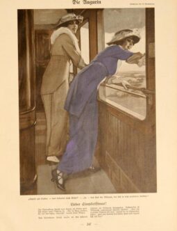 Simplicissimus 1913 by Wennerberg Train scene on linen original