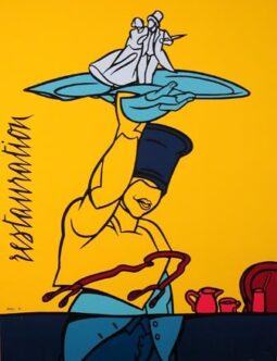 Wagon Lits Swiss by Valerio Adami 1980c original serigraphie