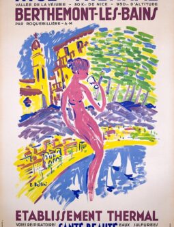 Nice Thermal, Berthemont-les-bains by E Bellini c1960 Cote D'Azur poster