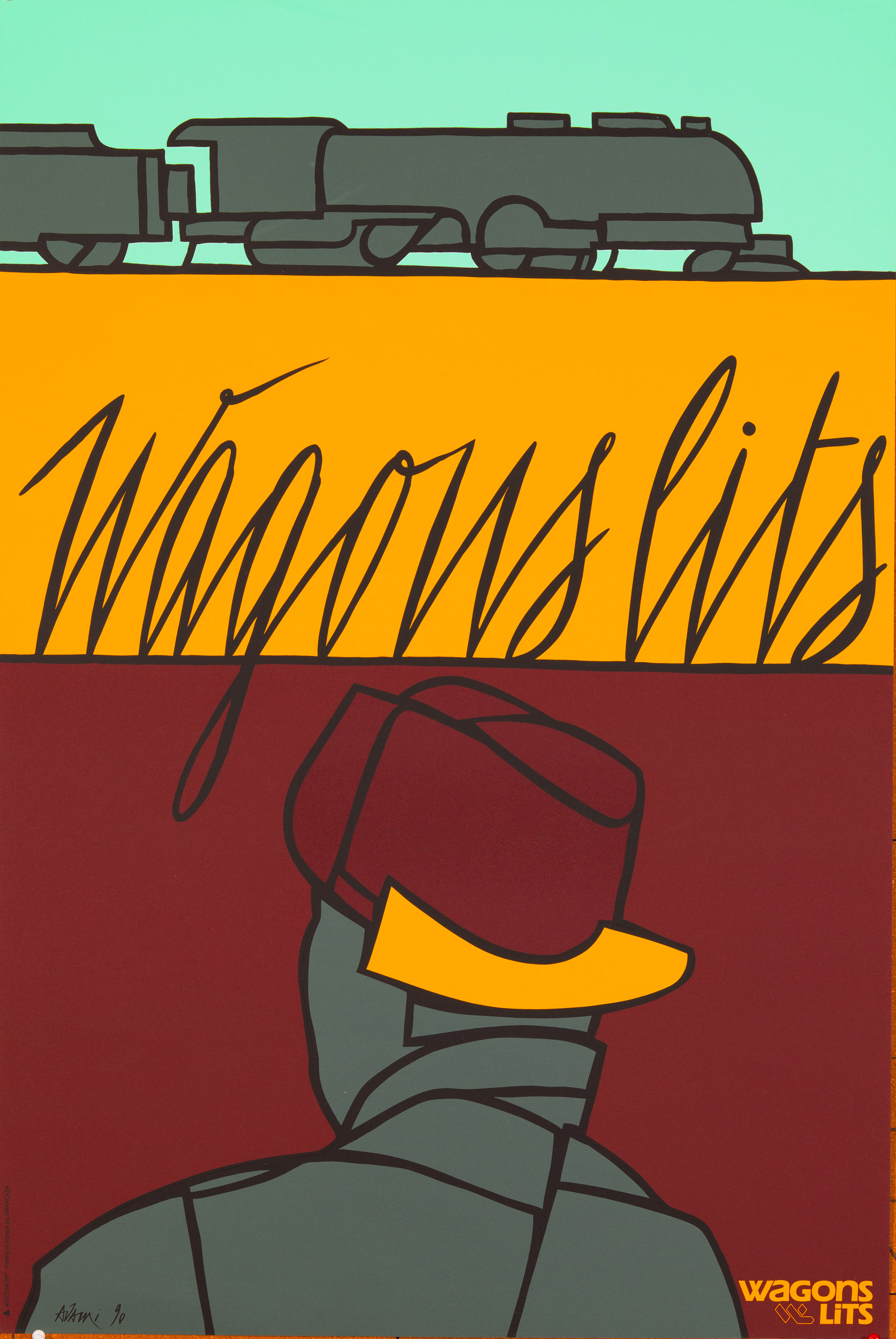 Wagon Lits Swiss by Valerio Adami 1980c original serigraphie