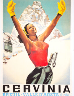 Arnaldo Musati – Cervinia (1950s Design, 1970s Printing) Original Italian Ski Poster – Matterhorn