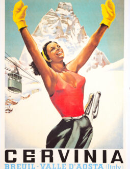 Arnaldo Musati – Cervinia (1950s Design, 1970s Printing) Original Italian Ski Poster – Matterhorn