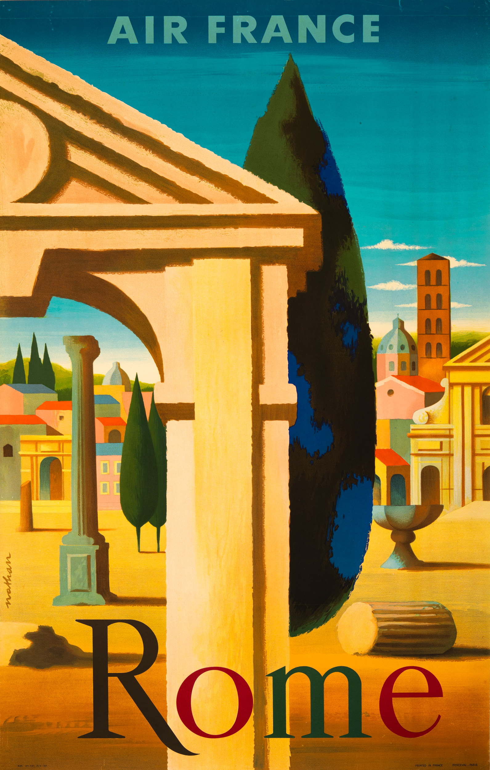 Air France Rome by Nathan 1957 Italian Travel Poster