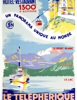 Le Telepherique du Lac D'Annecy by Henry Reb 1939 Lake Annecy SNCF poster