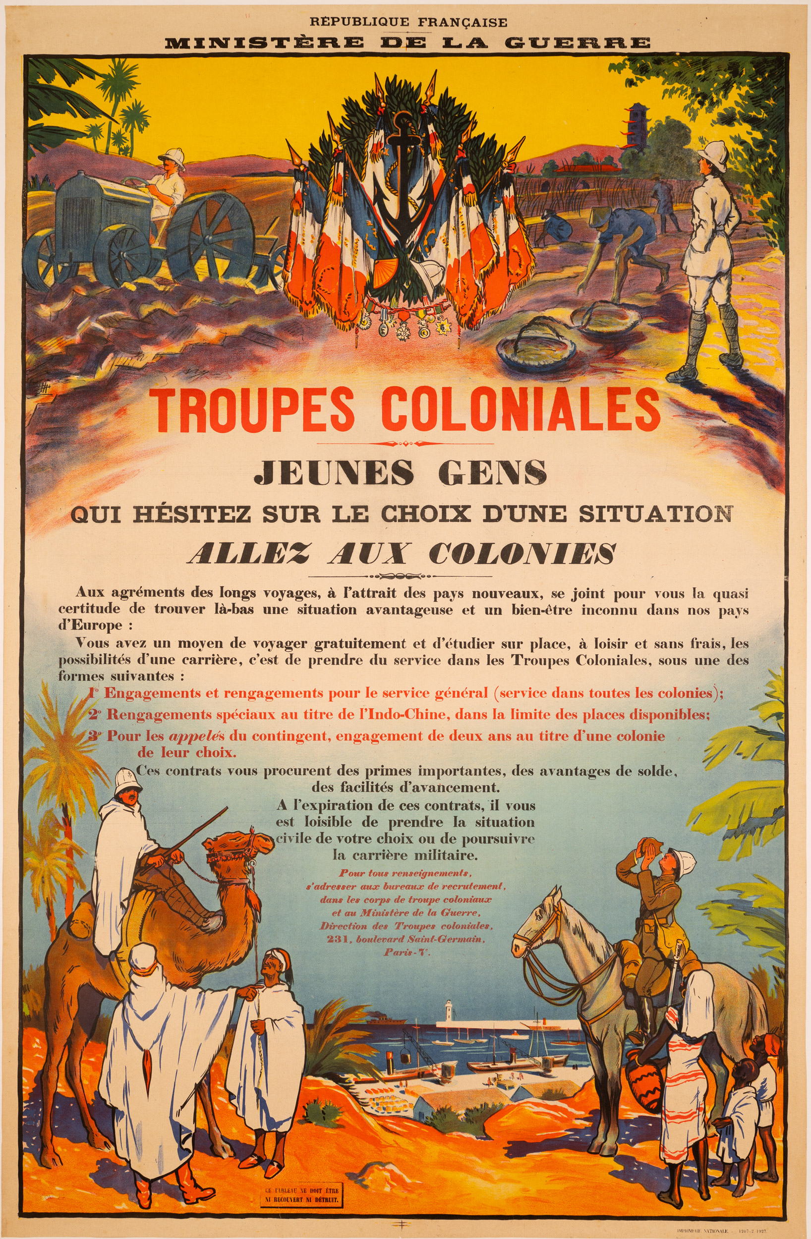 Troupes Coloniales Jeune Gens allez aux Colonies 1927c