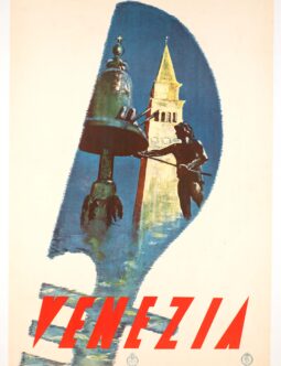 Venezia italian enit poster with Gondola c1950's