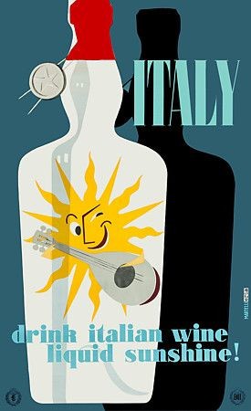 Drink Italian Wine by Martelli Italian Railways Enit 1955