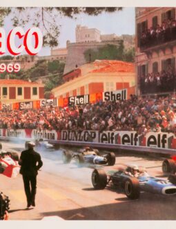 1969 Grand Prix Automobile of Monaco by artwork by Maestri on linen
