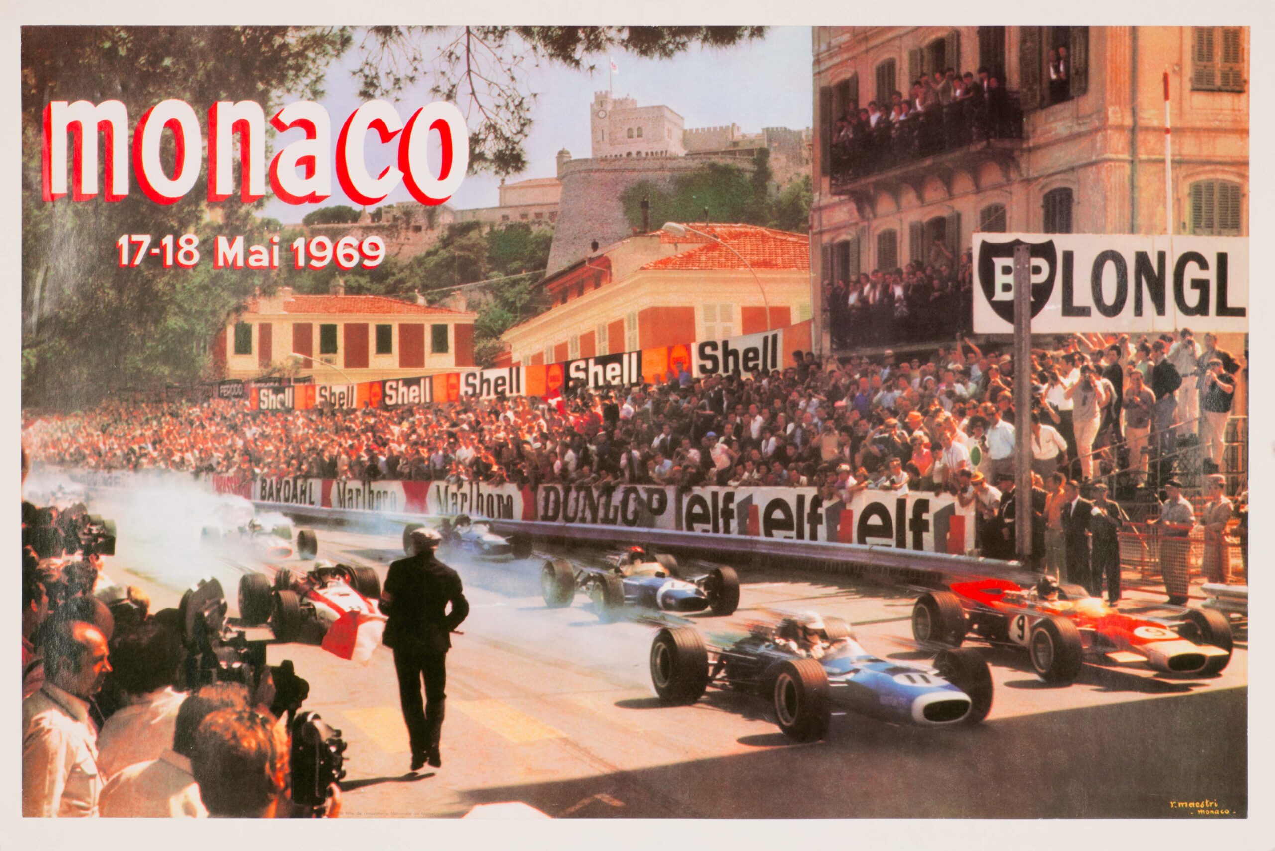 1969 Grand Prix Automobile of Monaco by artwork by Maestri on linen