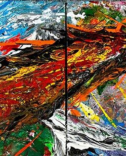 Spell Blast Painting by Spencer Stewart 2021 Acrylic and Ink Pigments and Spray Paint on canvas