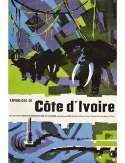 COTE D'IVOIRE ELEPHANT AFRICA TRAVEL POSTER BY DESSIRIER 1950