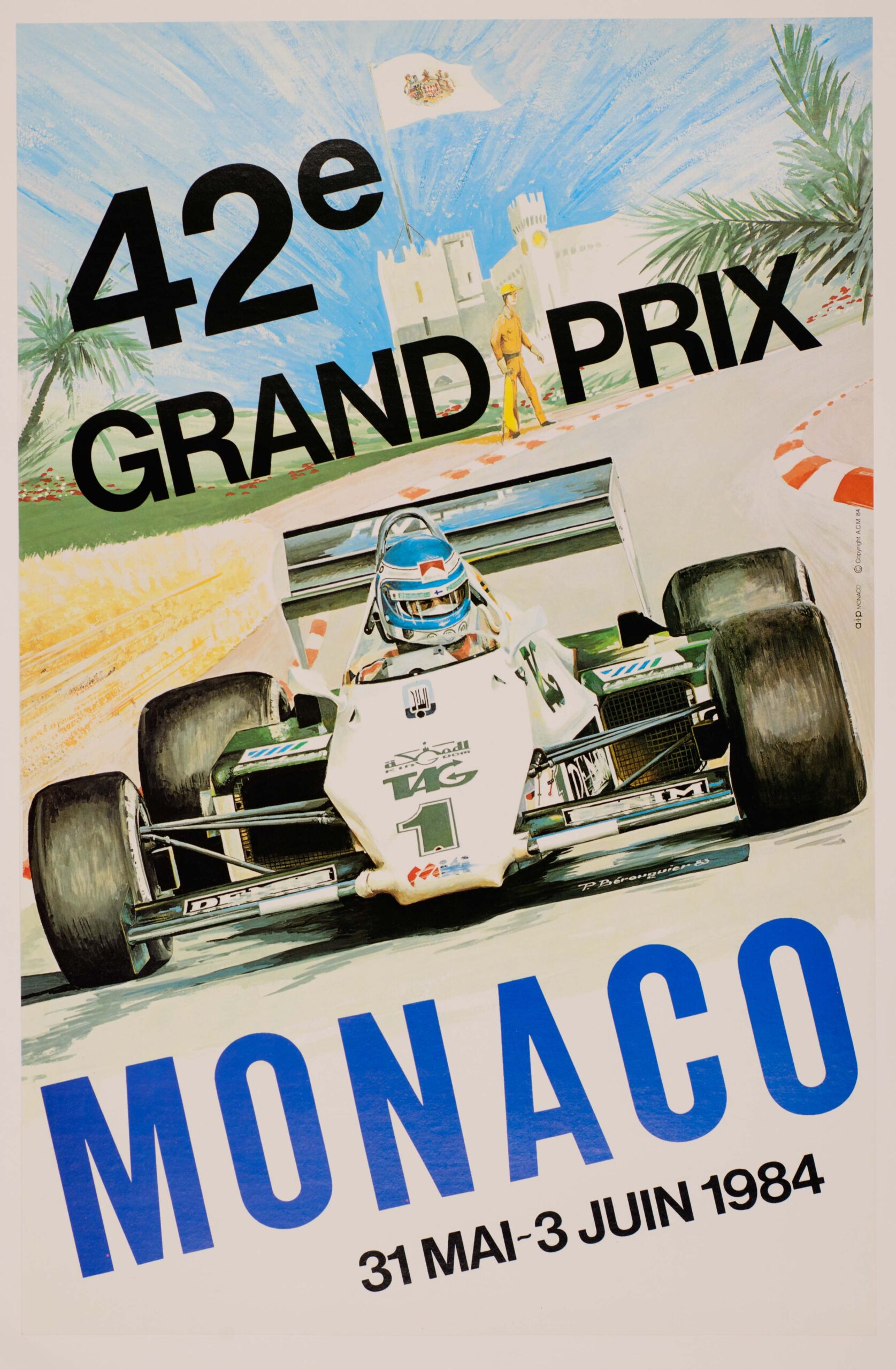 1984 Grand Prix Automobile of Monaco P. Bérenguier on linen