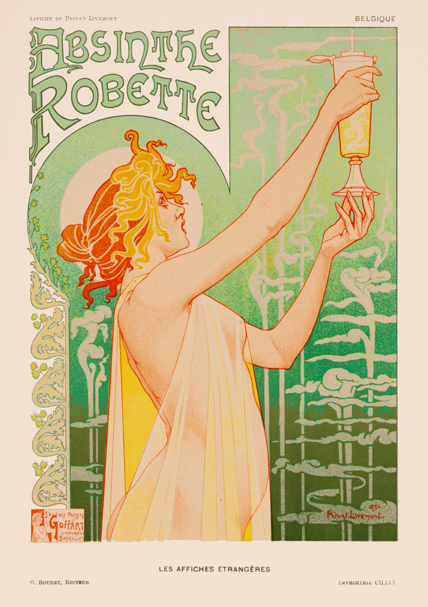 Absinthe Robette by Privat Livemont for Les Affiche Etrangeres Chaix Imprimerie 1896