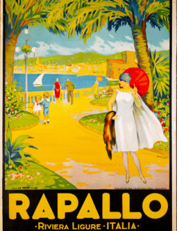 Rare Italian Travel poster Rapallo by Natoli 1924 original lithograph Italian Riviera