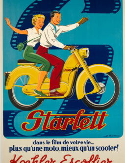 Starlett Motor Scooter by Alexis Kow c1950 original lithograph