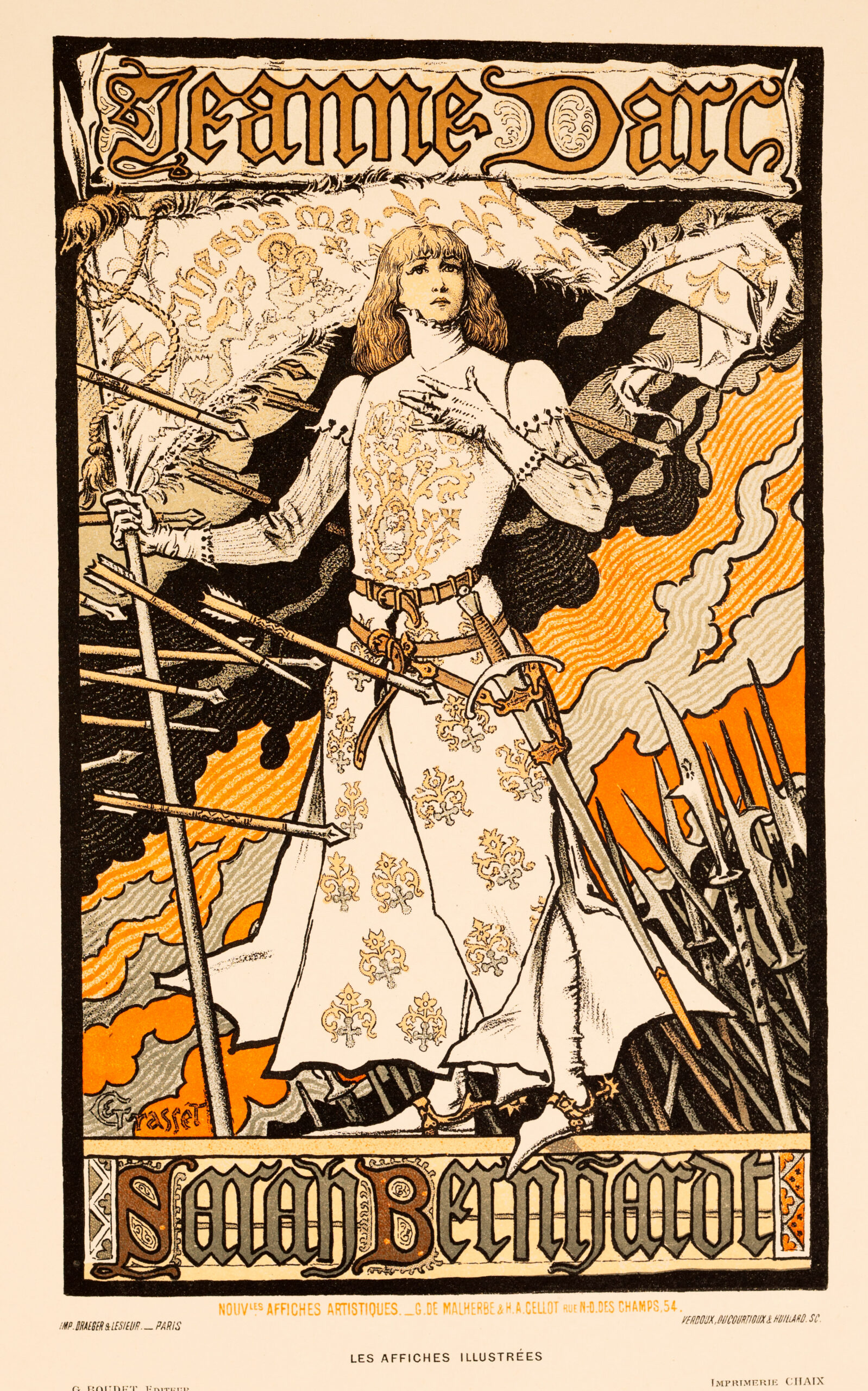 Eugène Grasset — Jeanne d’Arc (Sarah Bernhardt), Les Affiches Illustrées, 1896