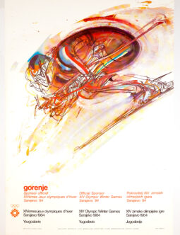 Sarajevo 1984 Downhill Racer – Ismar Mujezinović, Original Olympics Poster