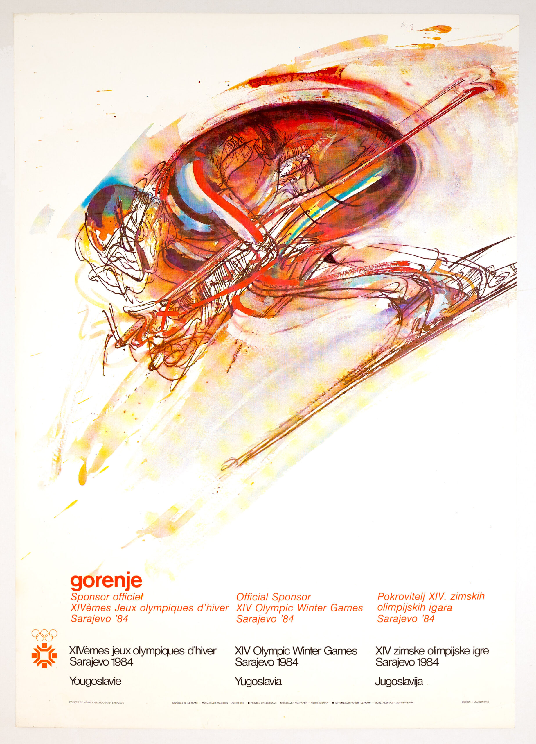 Sarajevo 1984 Downhill Racer – Ismar Mujezinović, Original Olympics Poster