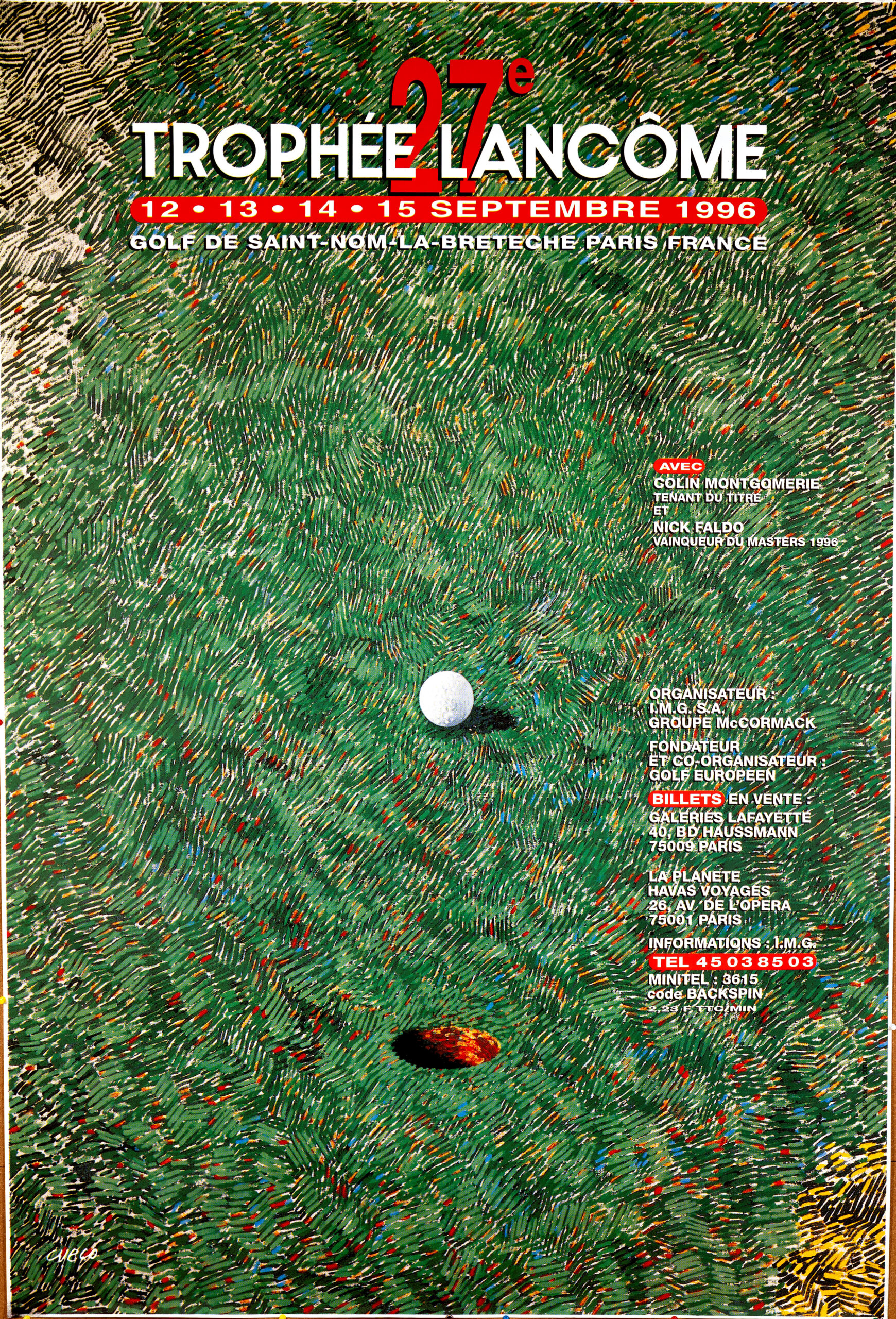 27ème Trophée Lancôme (1996) Golf Poster by Henri Cueco – Original French Serigraph, Saint-Nom-la-Bretèche Tournament