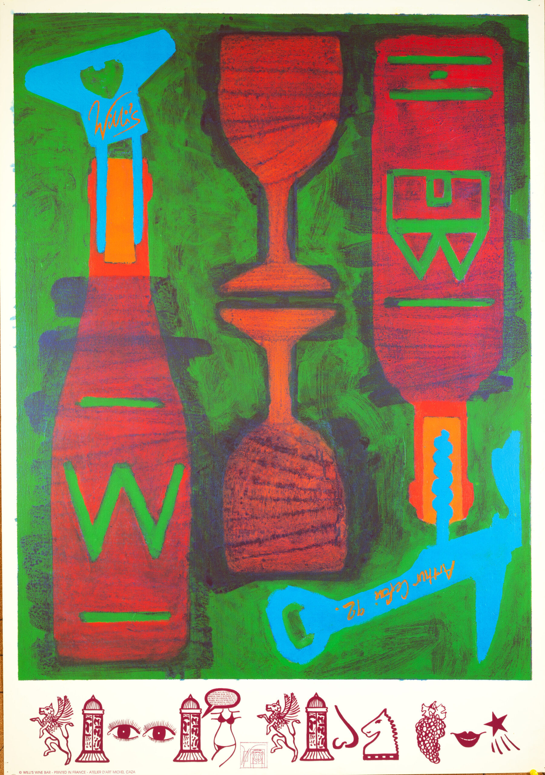 WILLI’S WINE BAR 1992 – ARTHUR CEFAI – Original First Edition Poster