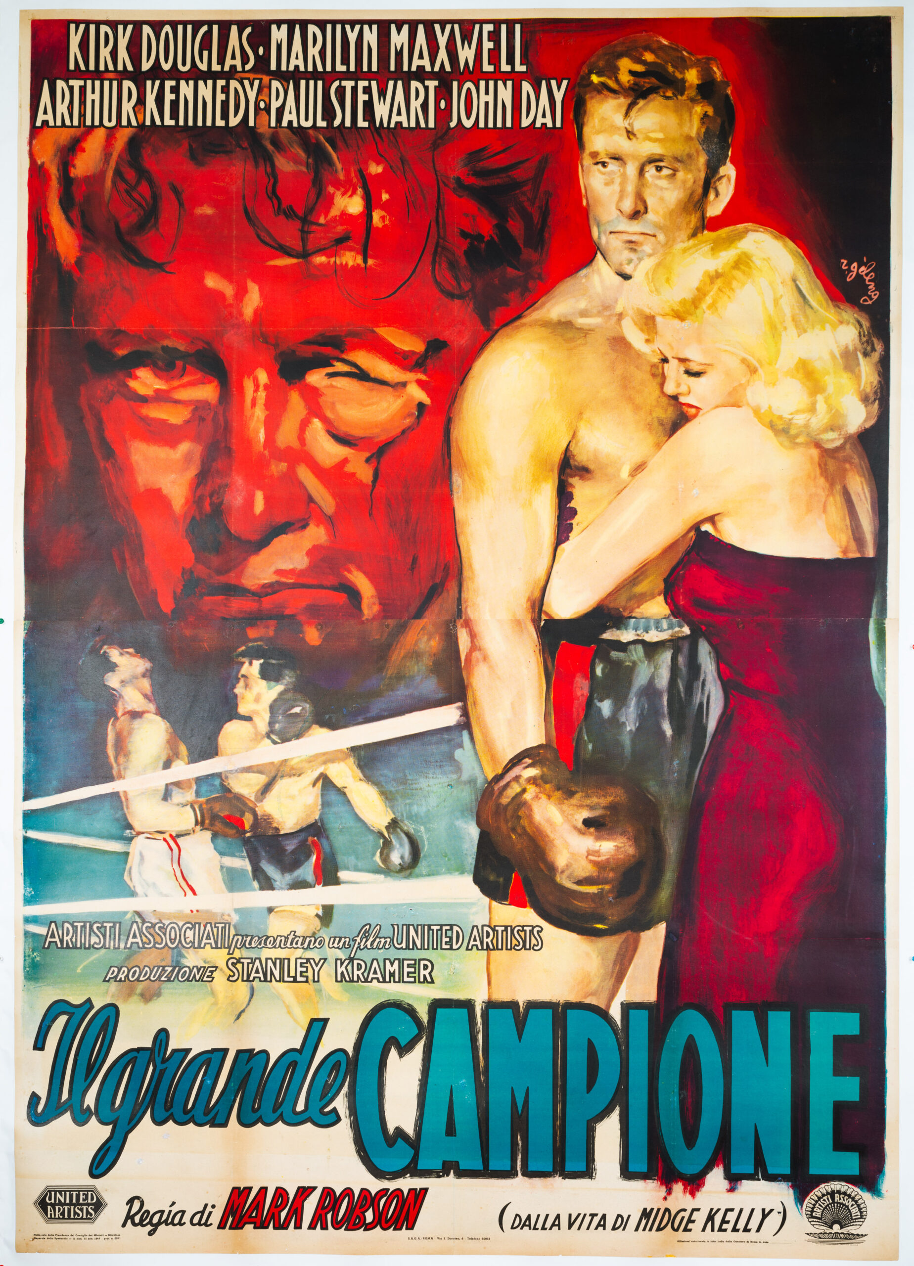 Il Grande Campione - The Champion with Kirk Douglas artwork by Rinaldo Geleng 1949 original printing