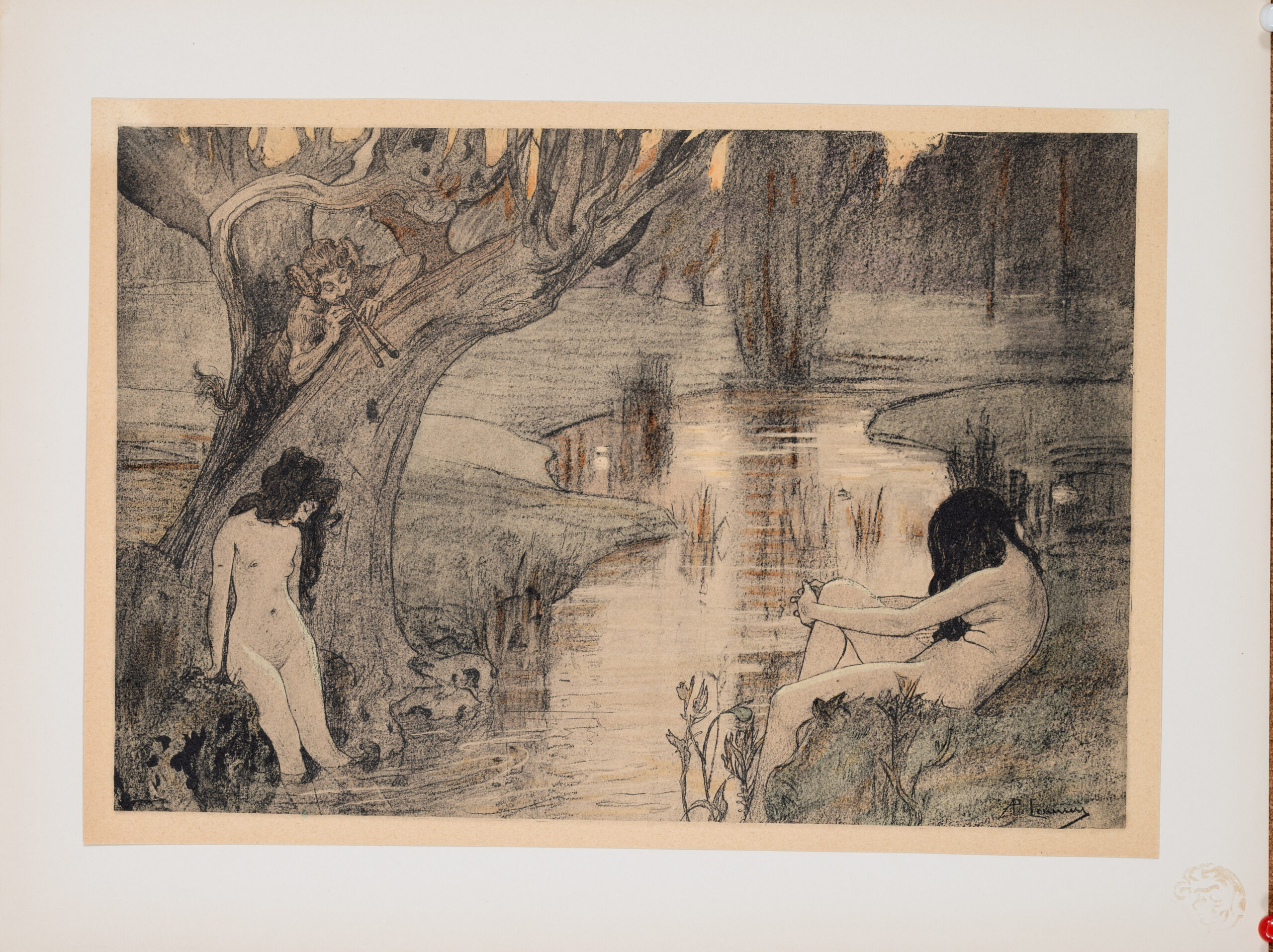 A. Laurens – Le Bain des Nymphes (1898) – L’Estampe Moderne Original Stone Lithograph