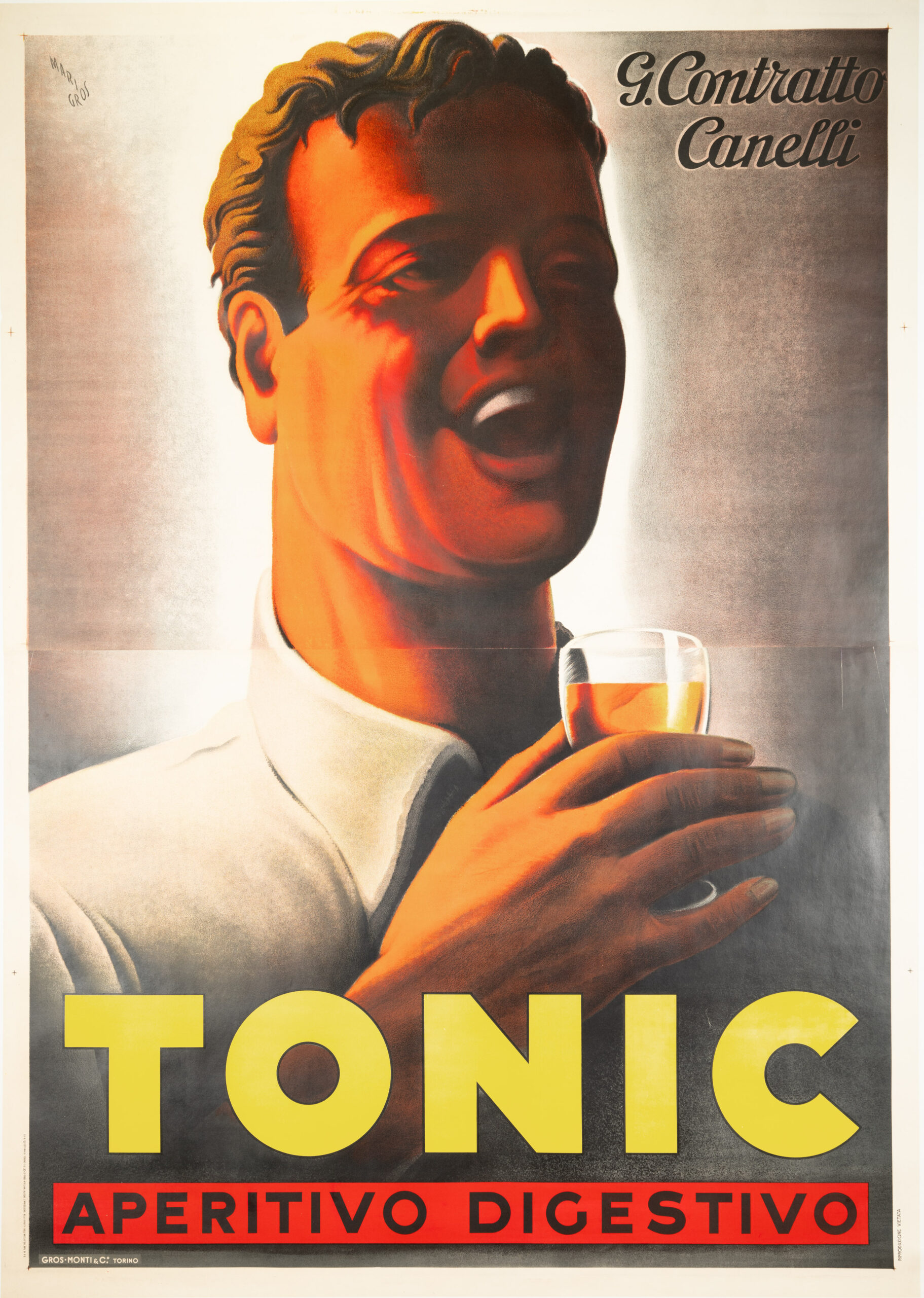 Contratto Canelli Tonic Aperitivo Digestivo large 55x78 in 1938 Italian poster