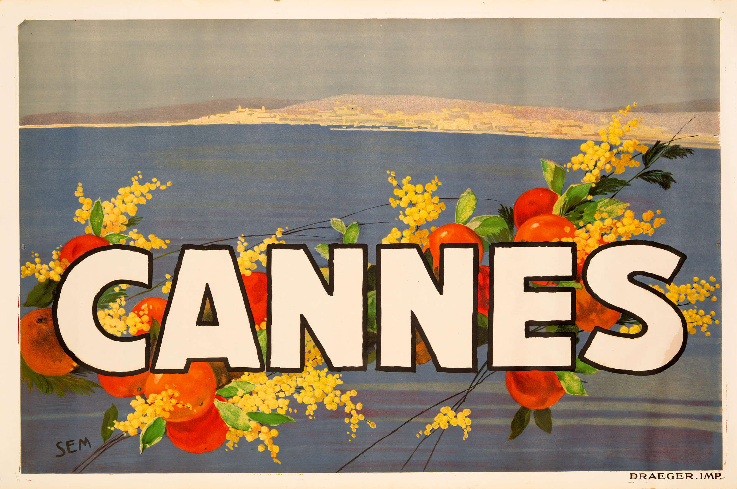 Cannes – SEM (Georges Goursat) c. 1930 French Riviera Travel poster